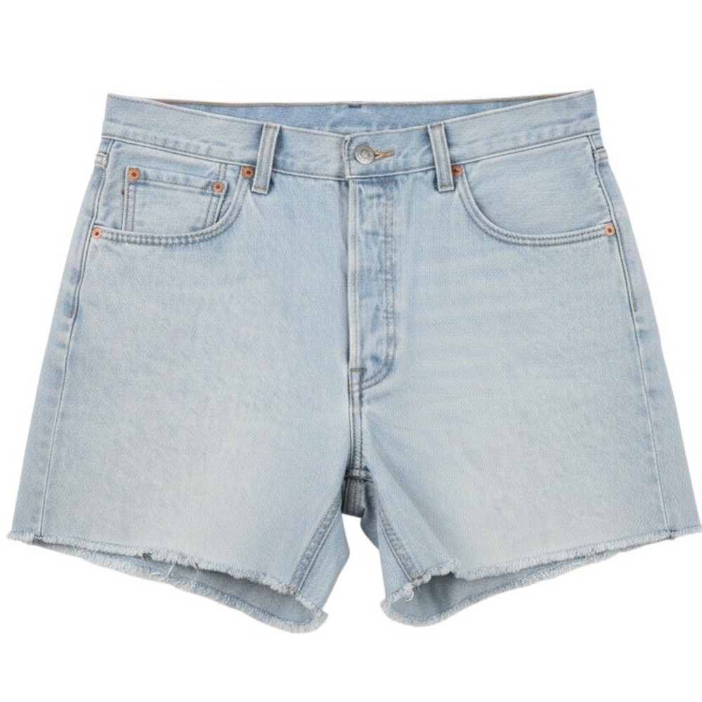 Levi's Premium Denim Shorts Men 34 Light Blue Cut Off Frayed Hem 501